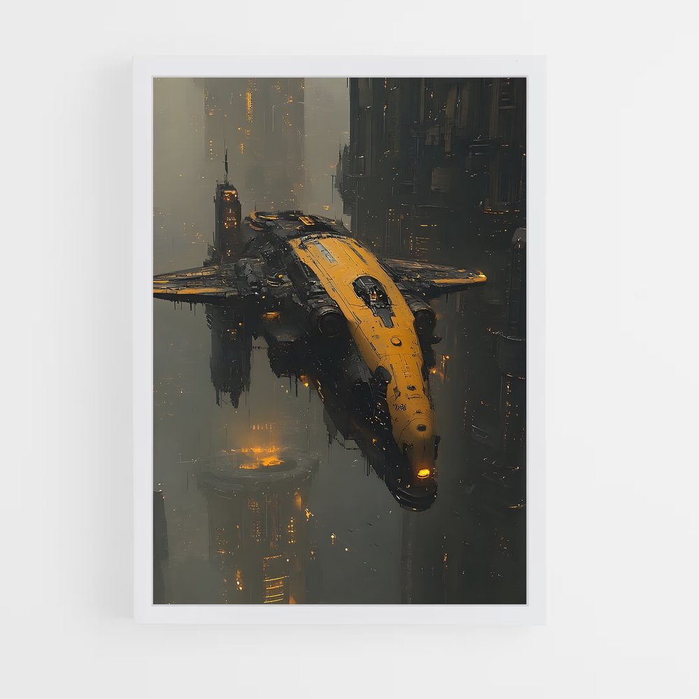 Poster Voyage Jaune – affiche Art spatial (vue 3)